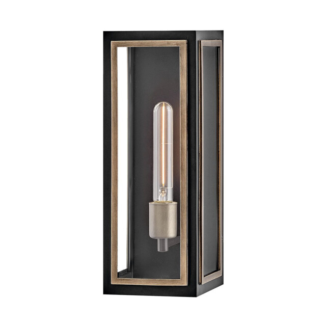 Shaw Small Outdoor Wall Lantern Black with Burnished Bronze accents IP44 - image 1