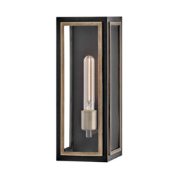 Shaw Small Outdoor Wall Lantern Black with Burnished Bronze accents IP44 - thumbnail 1