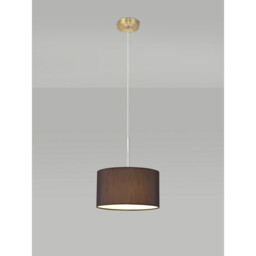 Baymont Antique Brass E27 Single Pendant With 30cm x 17cm Faux Silk Shade, Black/White Laminate - thumbnail 2