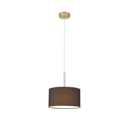 Baymont Antique Brass E27 Single Pendant With 30cm x 17cm Faux Silk Shade, Black/White Laminate - thumbnail 5