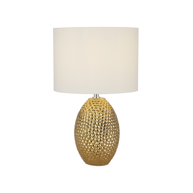 Nadine Table Lamp Ceramic Gold & Cream Fabric Shade - image 1