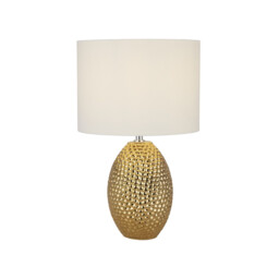 Nadine Table Lamp Ceramic Gold & Cream Fabric Shade - thumbnail 1
