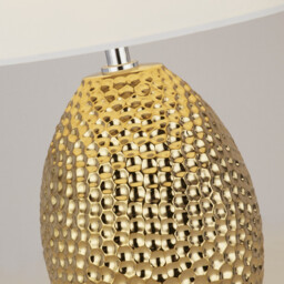 Nadine Table Lamp Ceramic Gold & Cream Fabric Shade - thumbnail 3