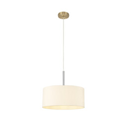 Baymont Antique Brass E27 Single Pendant With 40cm x 18cm Faux Silk Shade, Ivory Pearl/White Laminate - thumbnail 5