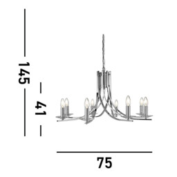 Ascona 8 Light Chandelier Chrome Finish, E14 - thumbnail 2