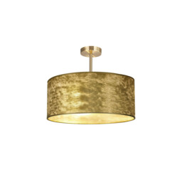 Baymont Antique Brass 3 Light E27 Semi Flush Fixture With 50cm x 20cm Gold Leaf Shade - thumbnail 1