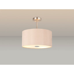 Baymont Satin Nickel 3 Light E27 Semi Flush With 40cm x 18cm Dual Faux Silk Shade, Antique Gold/Ruby - thumbnail 2