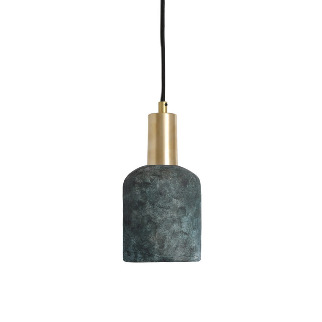 Osier Pendant Blue Earth, Satin Brass - image 1