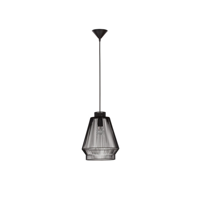 Bredo 27.5cm Wire Frame Pendant Ceiling Light Black Aluminium Black Fabric Wire, Base LED E27 - image 1