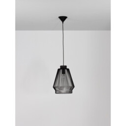 Bredo 27.5cm Wire Frame Pendant Ceiling Light Black Aluminium Black Fabric Wire, Base LED E27 - thumbnail 3