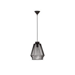 Bredo 27.5cm Wire Frame Pendant Ceiling Light Black Aluminium Black Fabric Wire, Base LED E27 - thumbnail 1