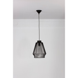 Bredo 27.5cm Wire Frame Pendant Ceiling Light Black Aluminium Black Fabric Wire, Base LED E27 - thumbnail 5