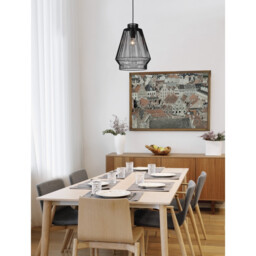 Bredo 27.5cm Wire Frame Pendant Ceiling Light Black Aluminium Black Fabric Wire, Base LED E27 - thumbnail 2