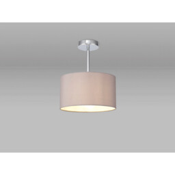 Baymont Polished Chrome E27 Semi Flush With 30cm x 17cm Faux Silk Shade, Grey/White Laminate - thumbnail 2