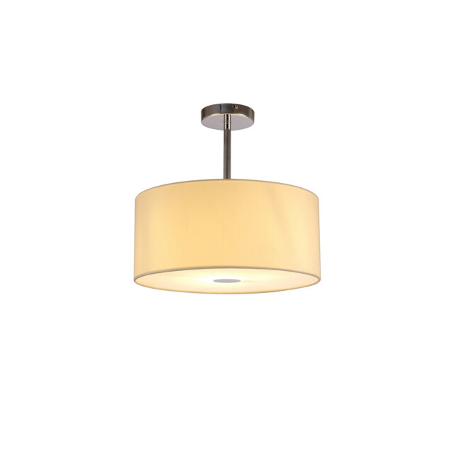 Baymont Polished Chrome E27 Semi Flush With 40cm x 18cm Faux Silk Shade, Ivory Pearl/White Laminate - image 1