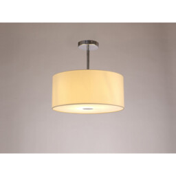 Baymont Polished Chrome E27 Semi Flush With 40cm x 18cm Faux Silk Shade, Ivory Pearl/White Laminate - thumbnail 2