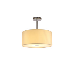 Baymont Polished Chrome E27 Semi Flush With 40cm x 18cm Faux Silk Shade, Ivory Pearl/White Laminate - thumbnail 1
