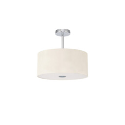 Baymont Polished Chrome E27 Semi Flush With 40cm x 18cm Faux Silk Shade, Ivory Pearl/White Laminate - thumbnail 5
