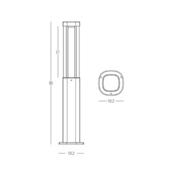 Zambelis 10.2cm Outdoor Bollard Graphite LED 3000K IP54 7W - thumbnail 3