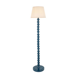 Higgledy Gloss Marlin Blue Paint Floor Lamp with Vintage White Fabric Ivy Shade 35cm E27 - thumbnail 1