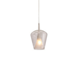 Elsa Assembly Pendant (WITHOUT PLATE) With Inverted Bell Shade, 1 Light E27, Clear Glass With Frosted Inner Cone - thumbnail 1