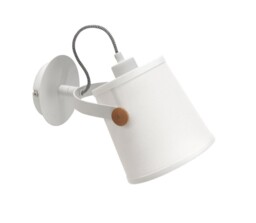 Nordica Dome Wall Lamp with White Shade 1 Light E27, Matt White, Beech with Ivory White Shade - thumbnail 1