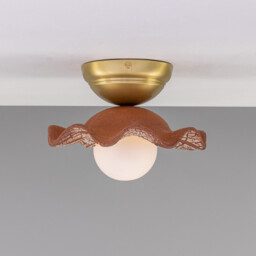 Rivale Ceiling Light, Red Iron, Satin Brass, Opal