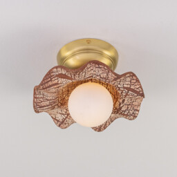 Rivale Ceiling Light, Red Iron, Satin Brass, Opal - thumbnail 5