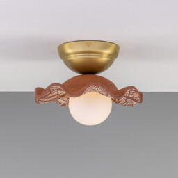 Rivale Ceiling Light, Red Iron, Satin Brass, Opal - thumbnail 3