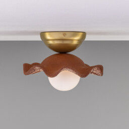 Rivale Ceiling Light, Red Iron, Satin Brass, Opal - thumbnail 2