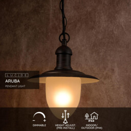 Aruba Cottage Pendant Light Outdoor -  25cm - 1xE27 - IP44 - Rust Brown - Special Offer - thumbnail 2