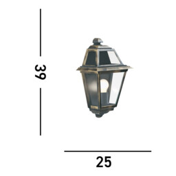 New Orleans 1 Light Outdoor Garden Wall Lantern Black, Gold IP44, E27 - thumbnail 3