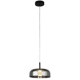 1 Light Led Pendant, Matt Black With Smoked Glass - thumbnail 1