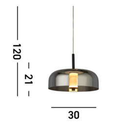 1 Light Led Pendant, Matt Black With Smoked Glass - thumbnail 5