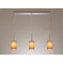 Baymont Polished Chrome 3 Light E27 Linear Pendant, With 12cm x 20cm Dual Faux Silk Shade, Taupe/Halo Gold - thumbnail 2