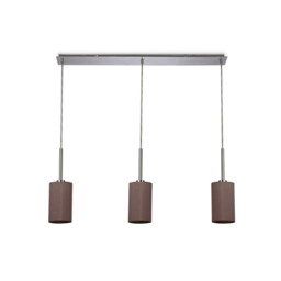 Baymont Polished Chrome 3 Light E27 Linear Pendant, With 12cm x 20cm Dual Faux Silk Shade, Taupe/Halo Gold - thumbnail 5