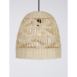 Marlo 30cm Dome Pendant Ceiling Light Natural Rattan Black Fabric Wire, Base LED E27 - thumbnail 3