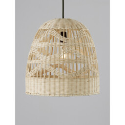 Marlo 30cm Dome Pendant Ceiling Light Natural Rattan Black Fabric Wire, Base LED E27 - thumbnail 5