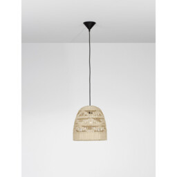Marlo 30cm Dome Pendant Ceiling Light Natural Rattan Black Fabric Wire, Base LED E27 - thumbnail 2