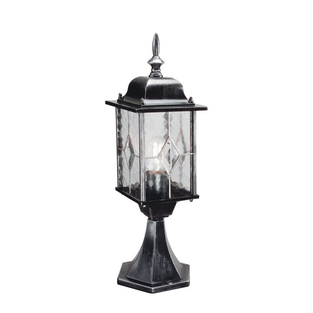 Wexford 1 Light Outdoor Pedestal Lantern Black Silver IP43, E27 - image 1