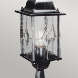 Wexford 1 Light Outdoor Pedestal Lantern Black Silver IP43, E27 - thumbnail 3