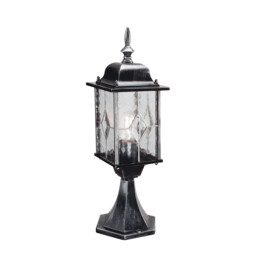 Wexford 1 Light Outdoor Pedestal Lantern Black Silver IP43, E27