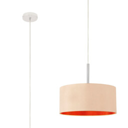 Baymont Polished Chrome E27 Universal Single Pendant With 40cm x 18cm Dual Faux Silk Shade, Antique Gold/Ruby