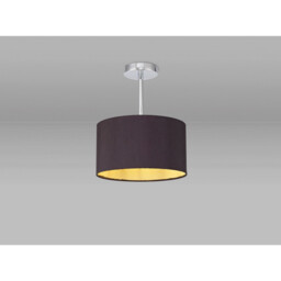 Baymont Polished Chrome E27 Semi Flush With 30cm x 17cm Dual Faux Silk Shade, Midnight Black/Green Olive - thumbnail 2