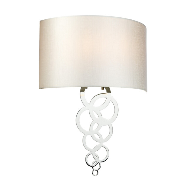 Curtis Large 2 Light Wall Light, Polished Chrome, Ivory Faux Silk Shade - image 1
