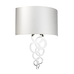 Curtis Large 2 Light Wall Light, Polished Chrome, Ivory Faux Silk Shade - thumbnail 2