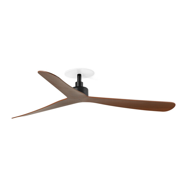 Rocker Recessed 132cm Ceiling Fan Matt Black, Walnut Blades - image 1