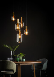 Joanet Modern Cluster Pendant Light - Ø 66cm - 5xE27 - Smoke Grey - thumbnail 5