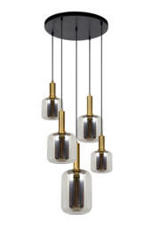 Joanet Modern Cluster Pendant Light - Ø 66cm - 5xE27 - Smoke Grey - thumbnail 3