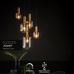 Joanet Modern Cluster Pendant Light - Ø 66cm - 5xE27 - Smoke Grey - thumbnail 2
